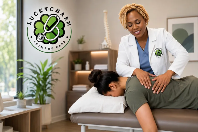 HOME 5 Physician performing osteopathic manipulative treatment on a patient